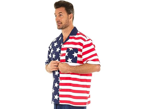 Uzzi Men (M) USA Flag Hawaiian Hpusa2 Shirt