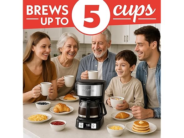 Gourmia Drip Coffee Maker, 5 Cup