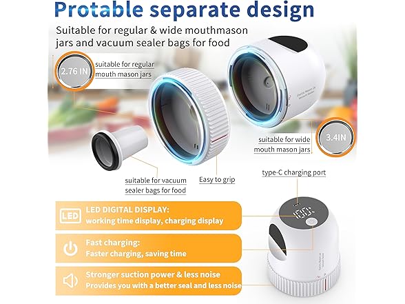 3 in 1 Electric Mason Jar Vacuum Sealer Kit