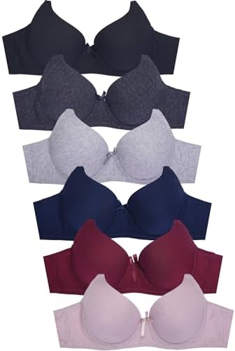 Mamia UNI-BR4307P-32B 32B 6Pk Womens Basic Plain Bra