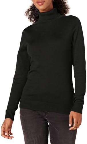 Amazon Essentials Women's Classic-Fit Lightweight Long-Sleeve Turtleneck Sweater (Available in Plus Size), Black, XX-Large