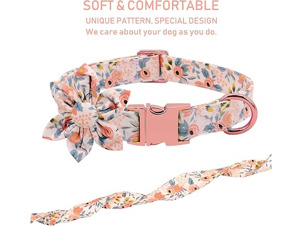 DALUZ Girl Dog Collar with Detachable Flower,