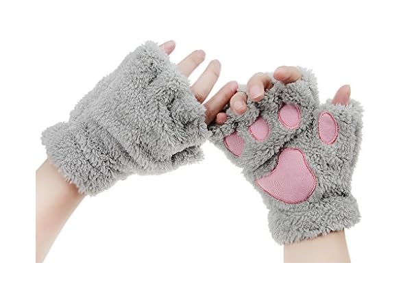 Greenery (OS) Bear Plush Cat Paw Claw Gloves Soft