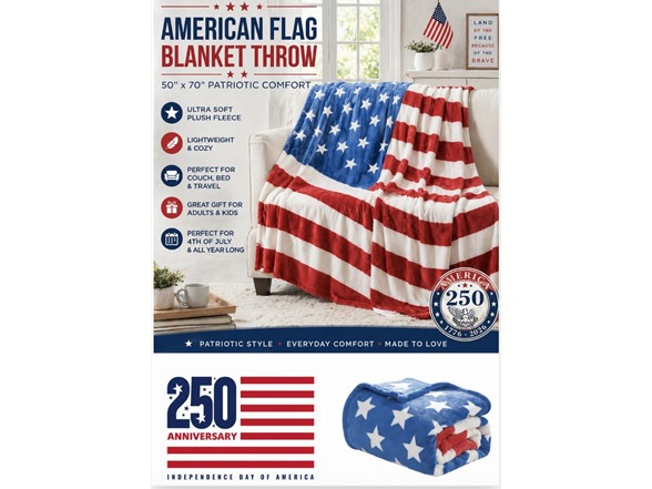 2PK Micro-Plush Throw 50x70" American Flag