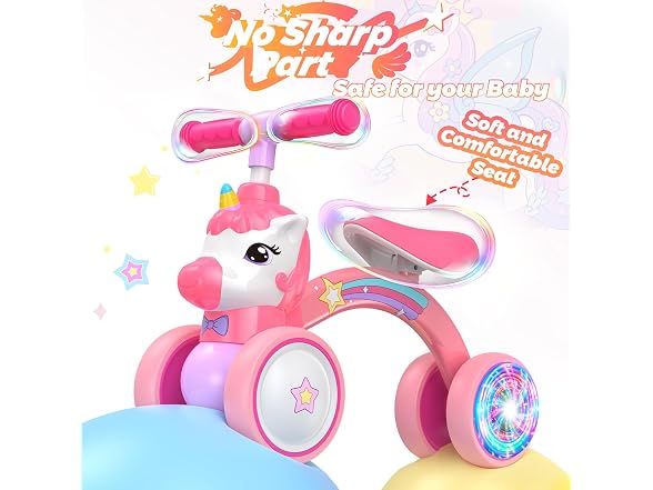 Kkdi Unicorn Baby Balance Bike Ride on Toy