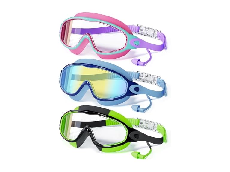 CMBJJU 3-Pack Swim Goggles w/Earplugs