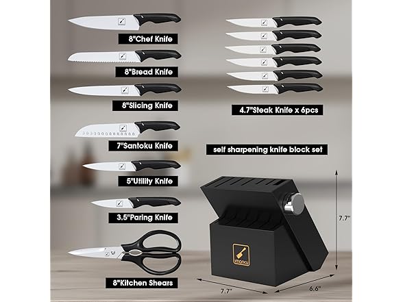 imark 14 Pcs High Carbon Knife Set