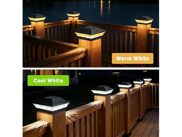 Brightever Solar Post Cap Lights 6 Pack Black
