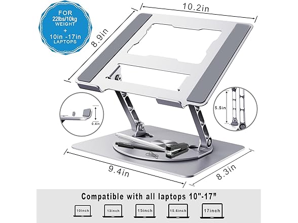 DUCHY Adjustable 360 Rotating Laptop Stand