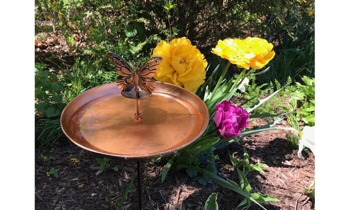 Copper Bird & Butterfly Bird Bath & Water Oasis - Gallery 24