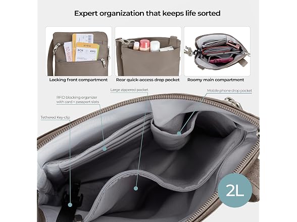 Travelon Anti-theft Classic Slim Double Zip Crossbody