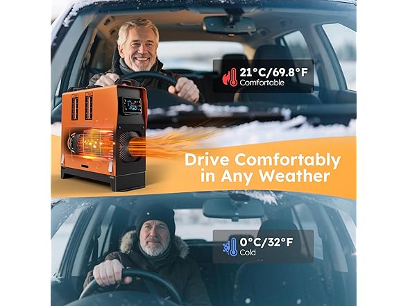 Ecojoy W0568 Diesel Heater 12V 8KW Orange Vertical - Gallery 3