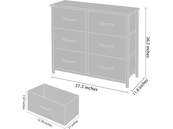 AZL1 Life Concept 6 Drawers Fabric Dresser