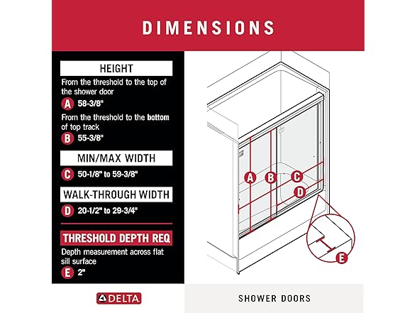 Delta Classic Sliding Tub Door, 60"