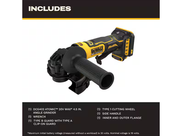 Dewalt DCG402B ATOMIC 20V MAX 4-1/2in Angle Grinder