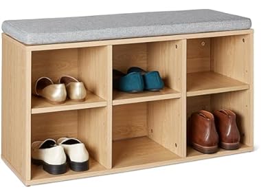 $29.99, Was $72, 58% Off! Amazon Basics Shoe Storage Bench with Cushion dealfomo