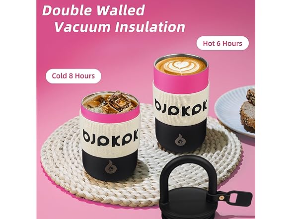 13oz Travel Coffee Mug With Lid And Handle,Pink And Black