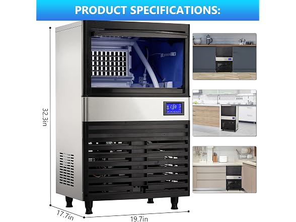 300W Commercial Ice Maker, 110 Lbs/Day