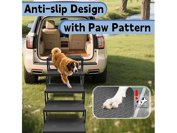 YACONA Dog Stairs for Car Black