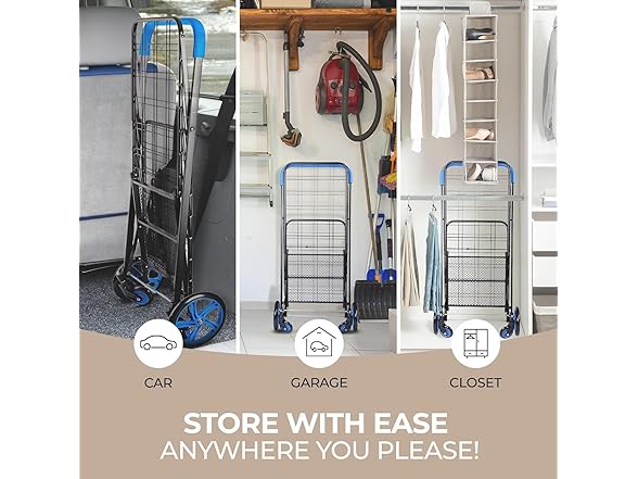 SereneLife Small Compact Folding Shopping Cart