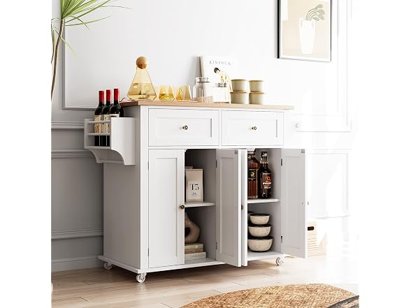 Kitchen Island Cart w/ Drawer, White