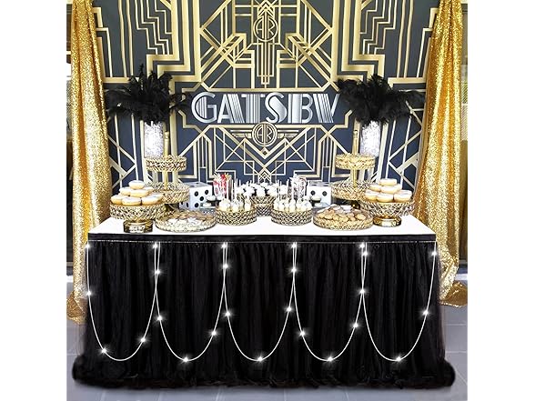 QueenDream Black Tulle Tutu Table Skirts
