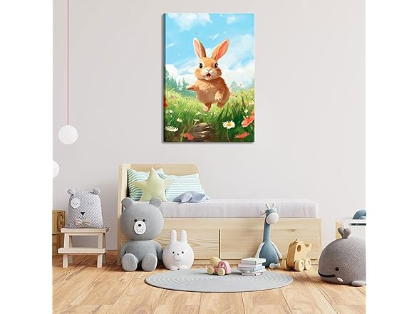 Nursery Cute Bunny Canvas Wall Art