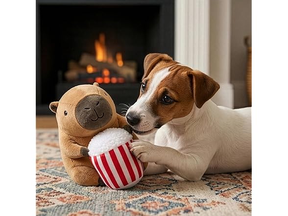 SPOT Capybara with Popcorn Plush Dog Toy