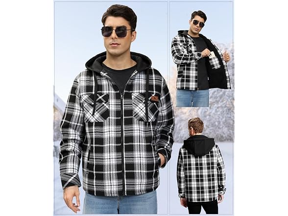 Men's Hoodie Zip Up Flannel Jacket