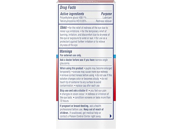 Visine Red Eye Hydrating Comfort Redness Relief and Lubricant Eye Drops to Help Moisturize and Relieve Red Eyes Due to Minor Eye Irritations Fast, Tetrahydrozoline HCl, 0.5 fl. oz