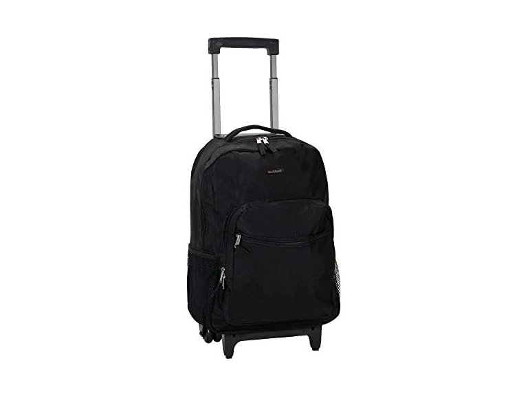 Rockland Double Handle 17" Rolling Backpack, Black