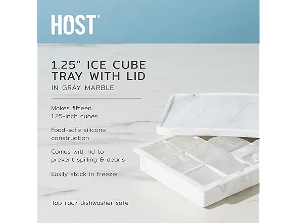 Host Ice Cube Tray with Lid, Makes 15 1.25" Cubes