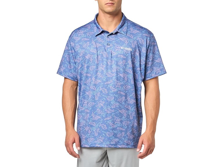 Columbia Men's Super Slack Tide Stretch Polo, Bluebell Keye Takeaway, Small