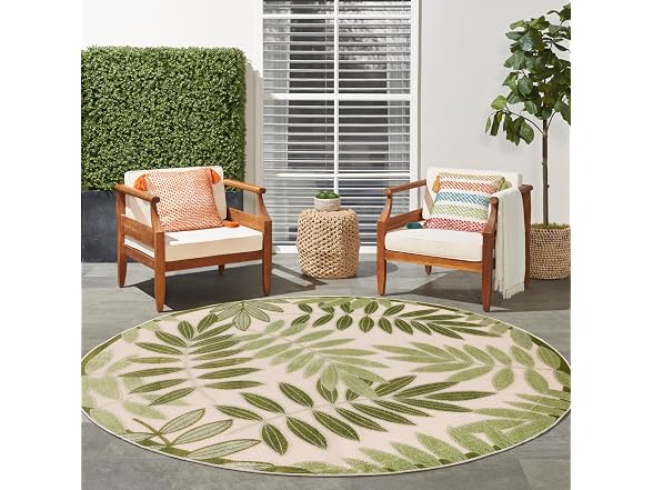 Nourison Home Aloha Ivory Green 8 Round