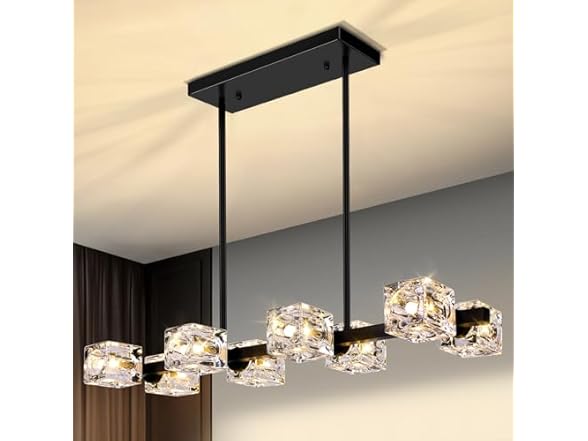 Modern Crystal Chandelier, 6-Light Gold Flush Ceiling Light