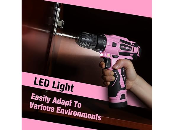 WORKPRO 12V Pink Cordless Drill Driver