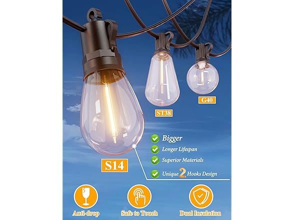 Brightever LED Outdoor String Lights 75FT
