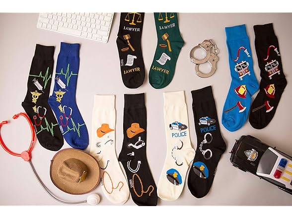Foozys Police Man Crew Socks 2 Pair 10-13