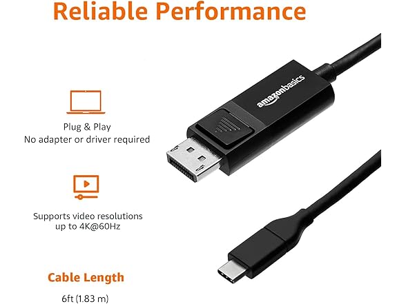 Amazon Basics USB-C to DisplayPort Cable