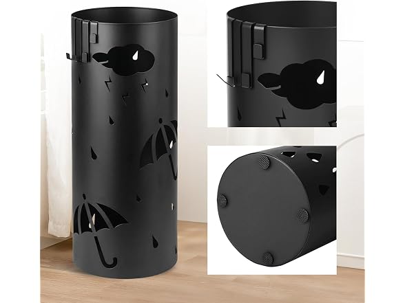 PrecisionAuto Spacious Black Metal Umbrella Stand 