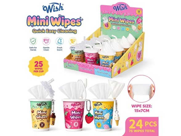 24pk Travel Size Mini Hand Wipes
