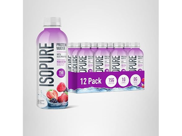 12PK Isopure Clear Protein Water Electrolytes, Berry