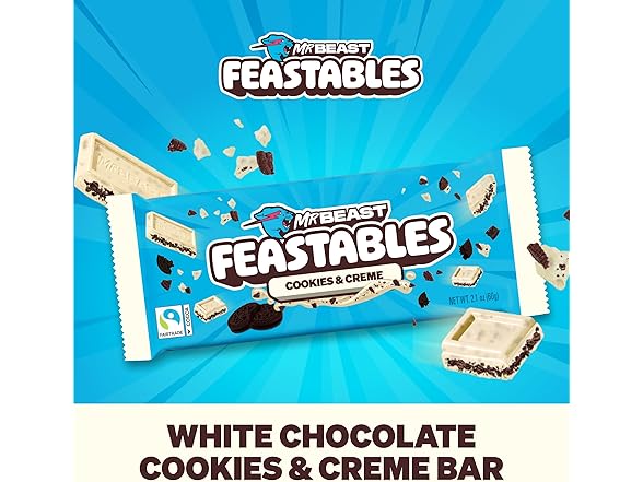 Feastables Cookies Creme Choc Bar 10ct 2