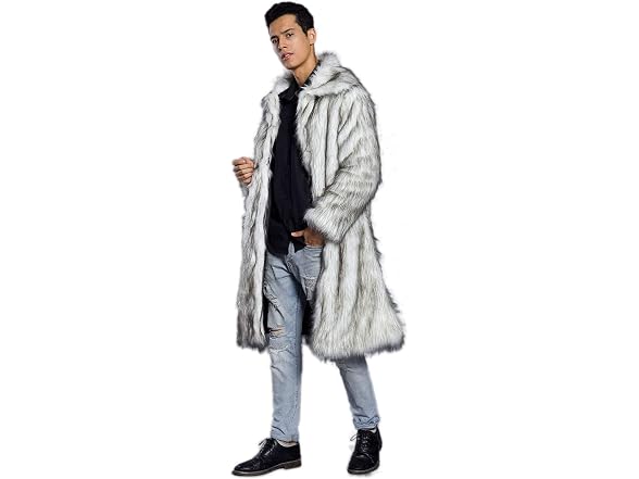 Old DIrd Men (M) Long Sleeve Fluffy Faux Fur Coat