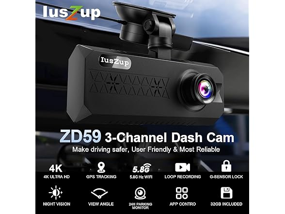 IusZup 4K 3 Channel Dash Cam