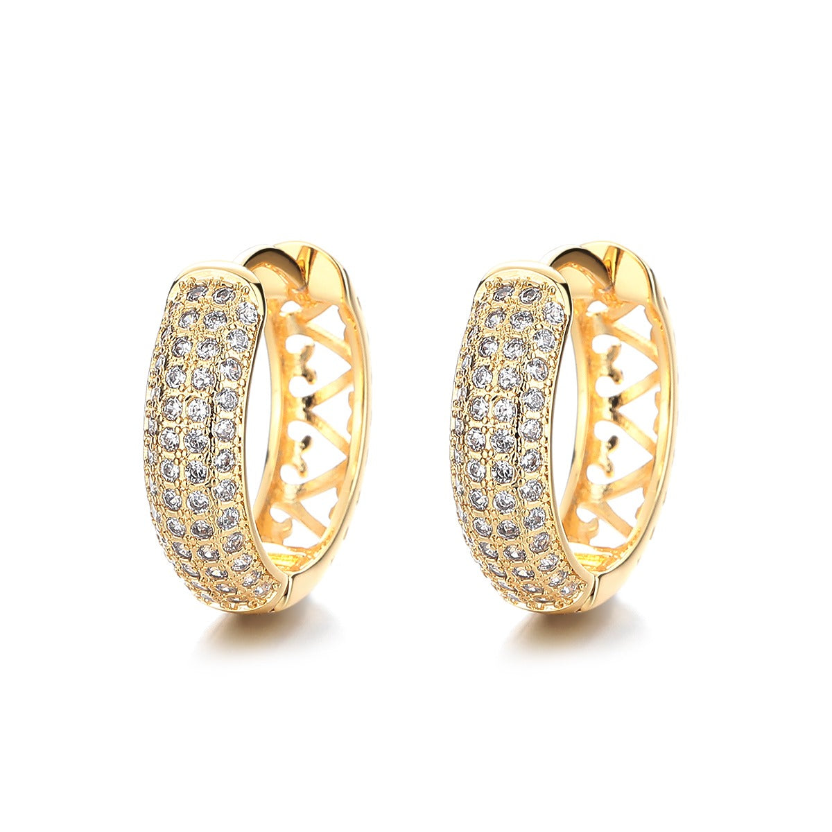 14K Filigree Heart Huggie Earring - Gallery 7