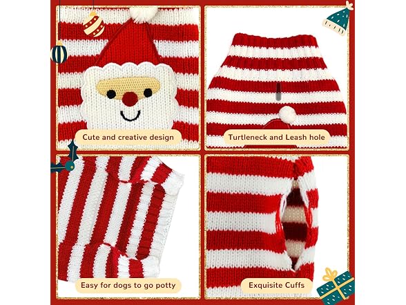 Dog Christmas Sweater Xmas Dog Holiday Red W
