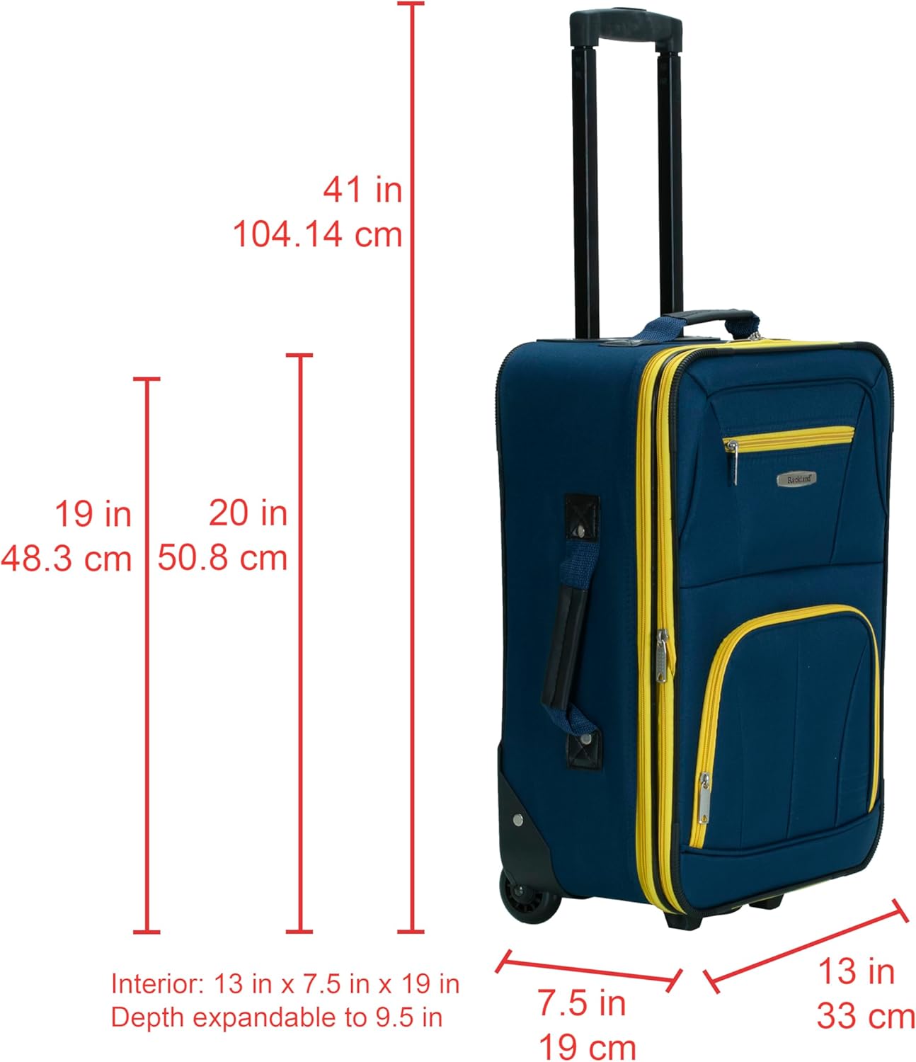 Rockland Fashion Softside Upright Luggage Set, Navy - Gallery 5
