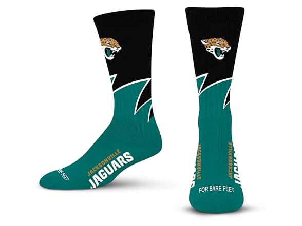 JACKSONVILLE JAGUARS (Large) Black Wave Crew Sock