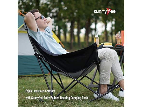 SUNNYFEEL Grey Rocking Camping Chair 500lbs